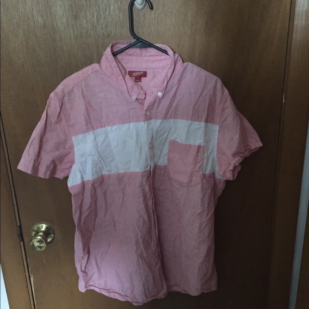 Pink and white button up